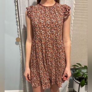 Wild Fable Floral Mini Dress with Ruffle Sleeves